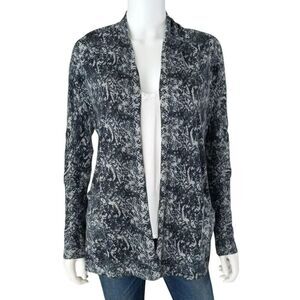 kokun Cardigan Womens XS Cashmere Bamboo Snakeskin Monochrome Open Quiet Luxury